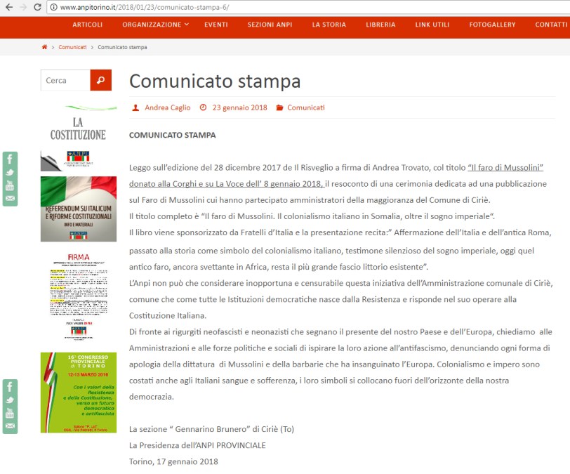 ANPI_Ciriè_Il faro Mussolini