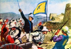 Bersaglieri italiani alla Grande Muraglia durante la spedizione di Calgan