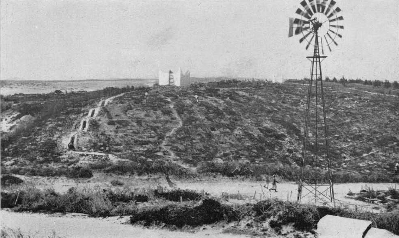 1931,Mogadiscio-Pozzi,vasche e condutture per l'irrigazione della duna